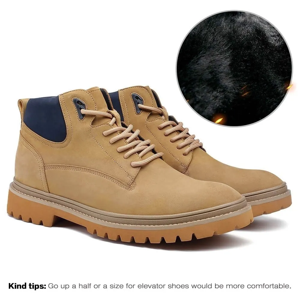 7 CM/2.76 Inches CMR CHAMARIPA  Fur-Lined Winter Tall Men's Boots - Elevate Your Style with 2.76-Inch Height Increase"