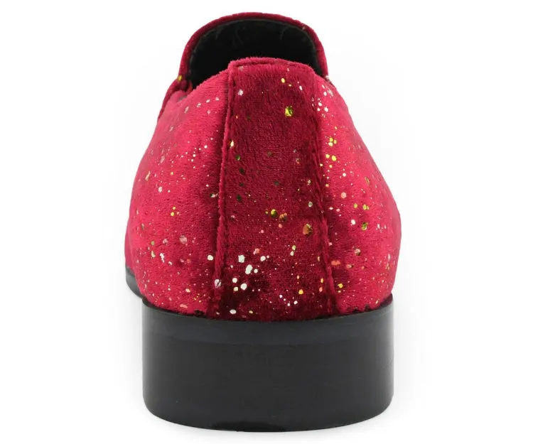 Amali Chaz Red Men’s Gold Glitter Dress Shoes