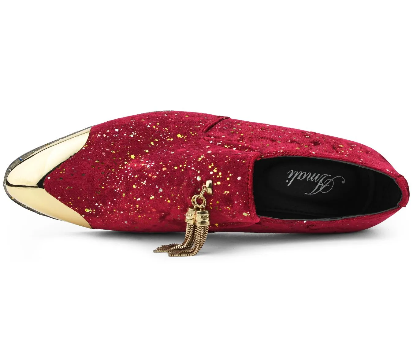 Amali Chaz Red Men’s Gold Glitter Dress Shoes