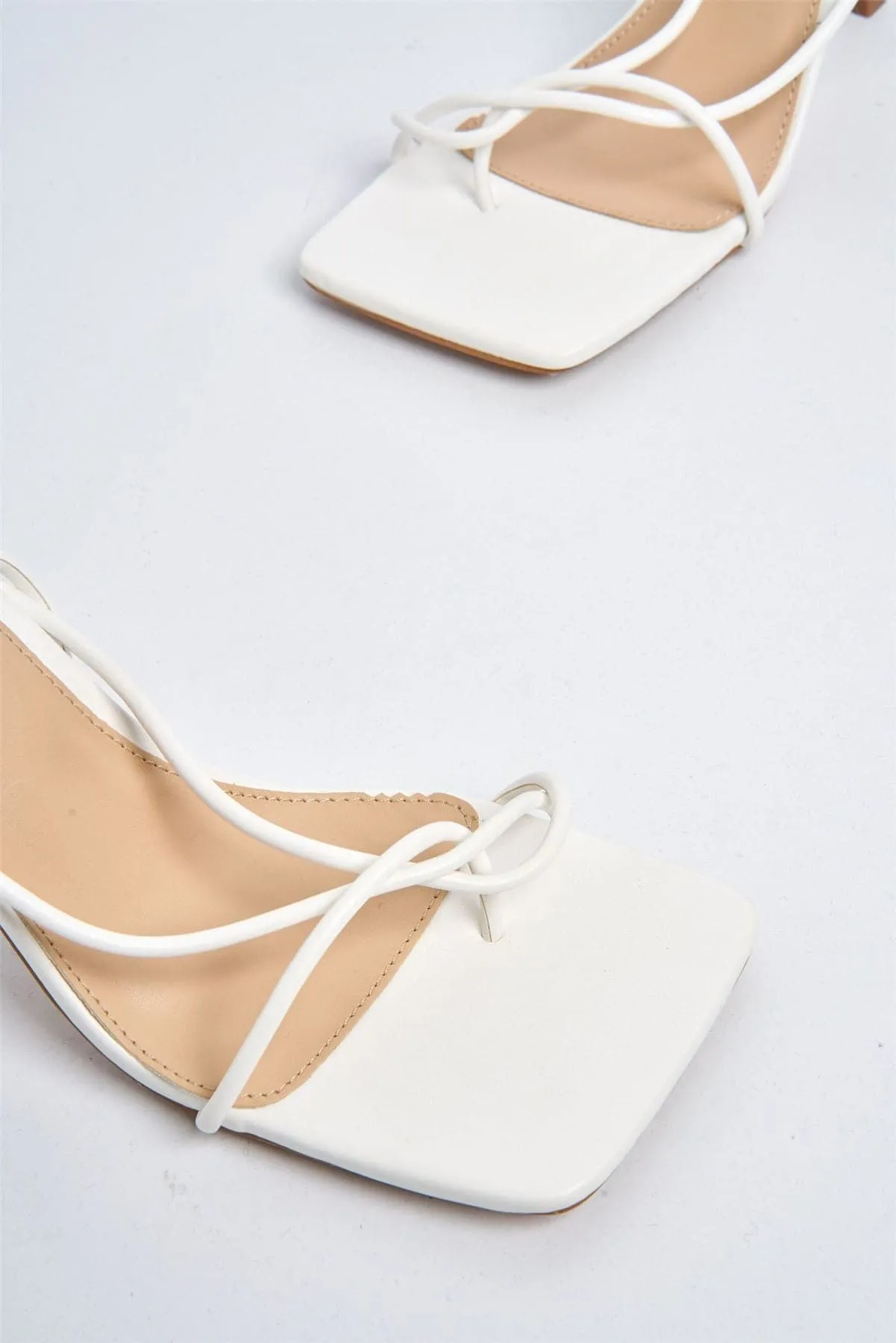 Andrea Thin Strap Lace-up Heel in White