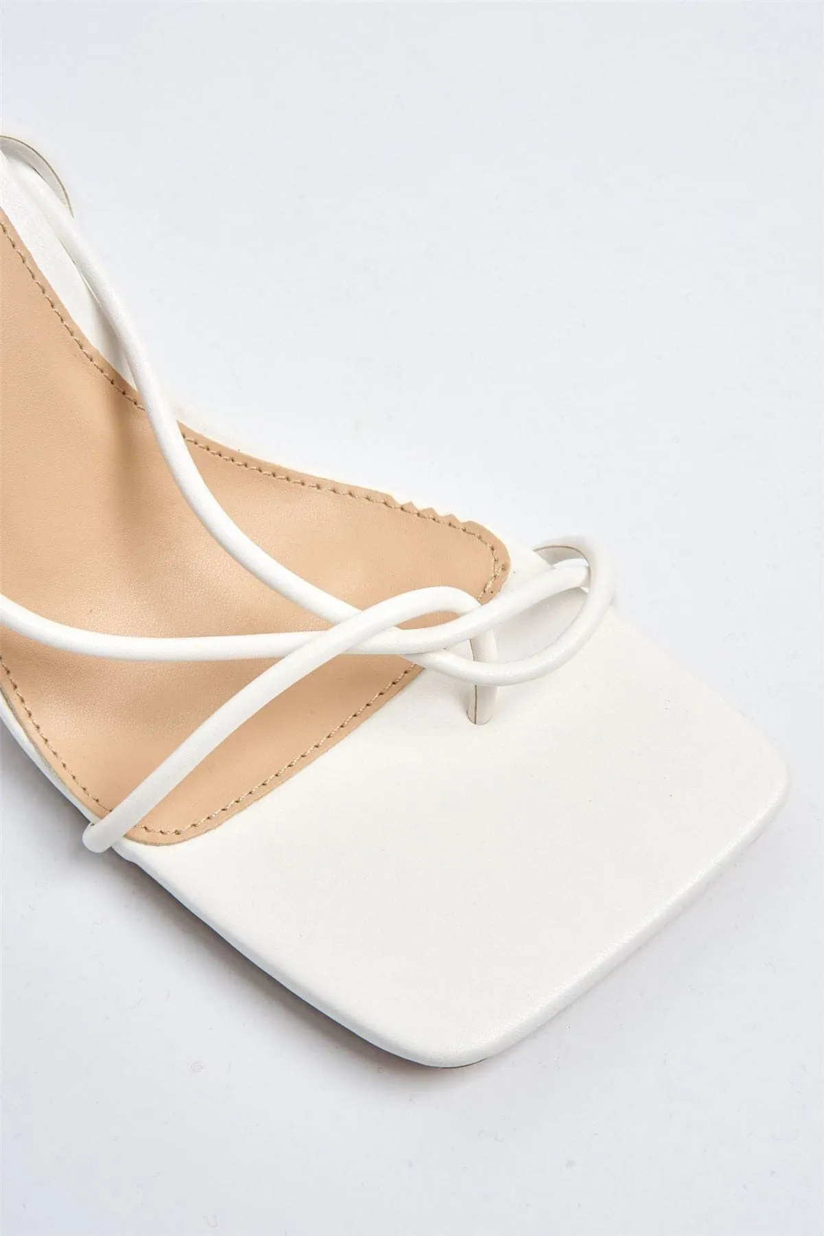 Andrea Thin Strap Lace-up Heel in White