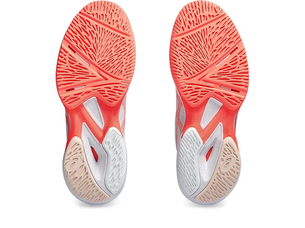 Asics Women's SOLUTION SPEED FF 3 Tennis Shoes in White/Sun Coral