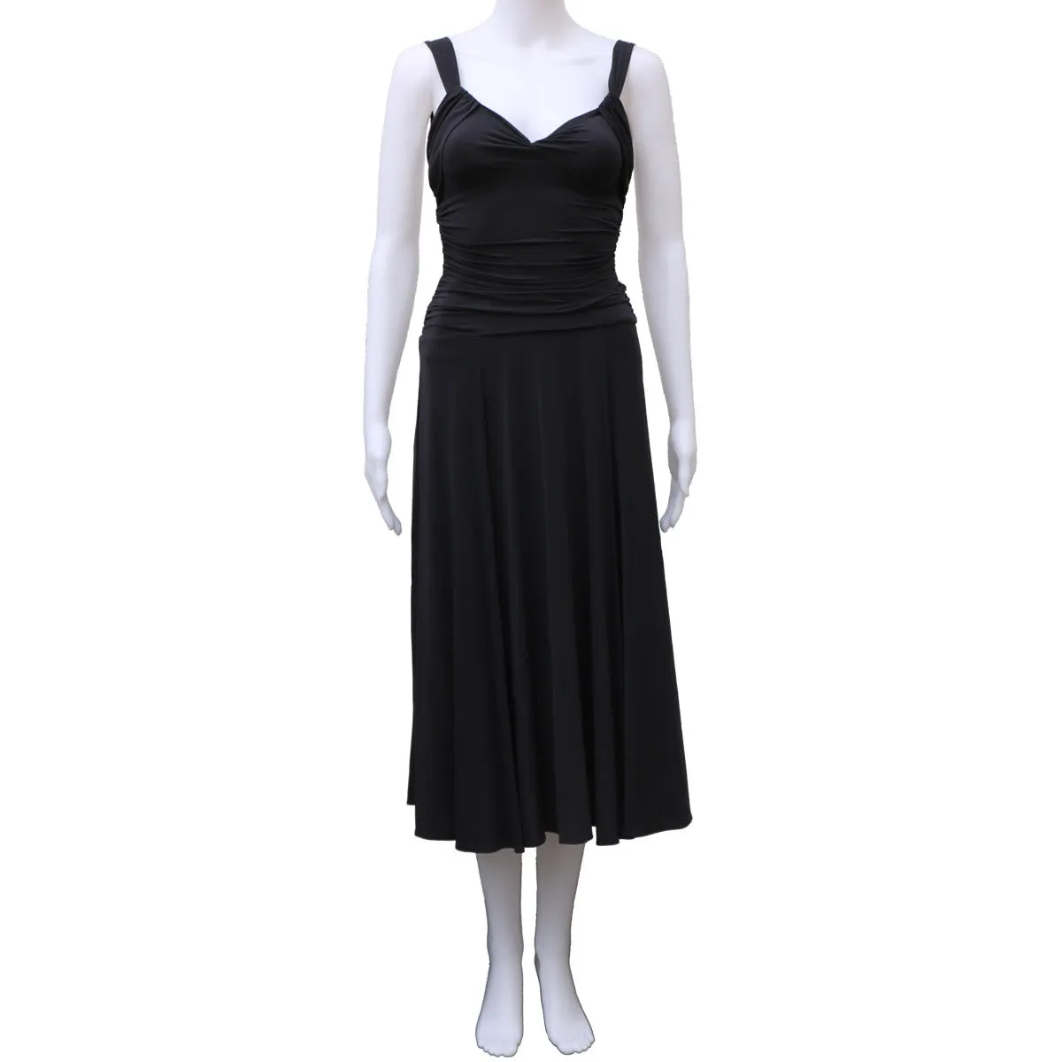 BCBG MAXAZRIA SLATE BLUE RUCHED BODICE JERSEY DRESS