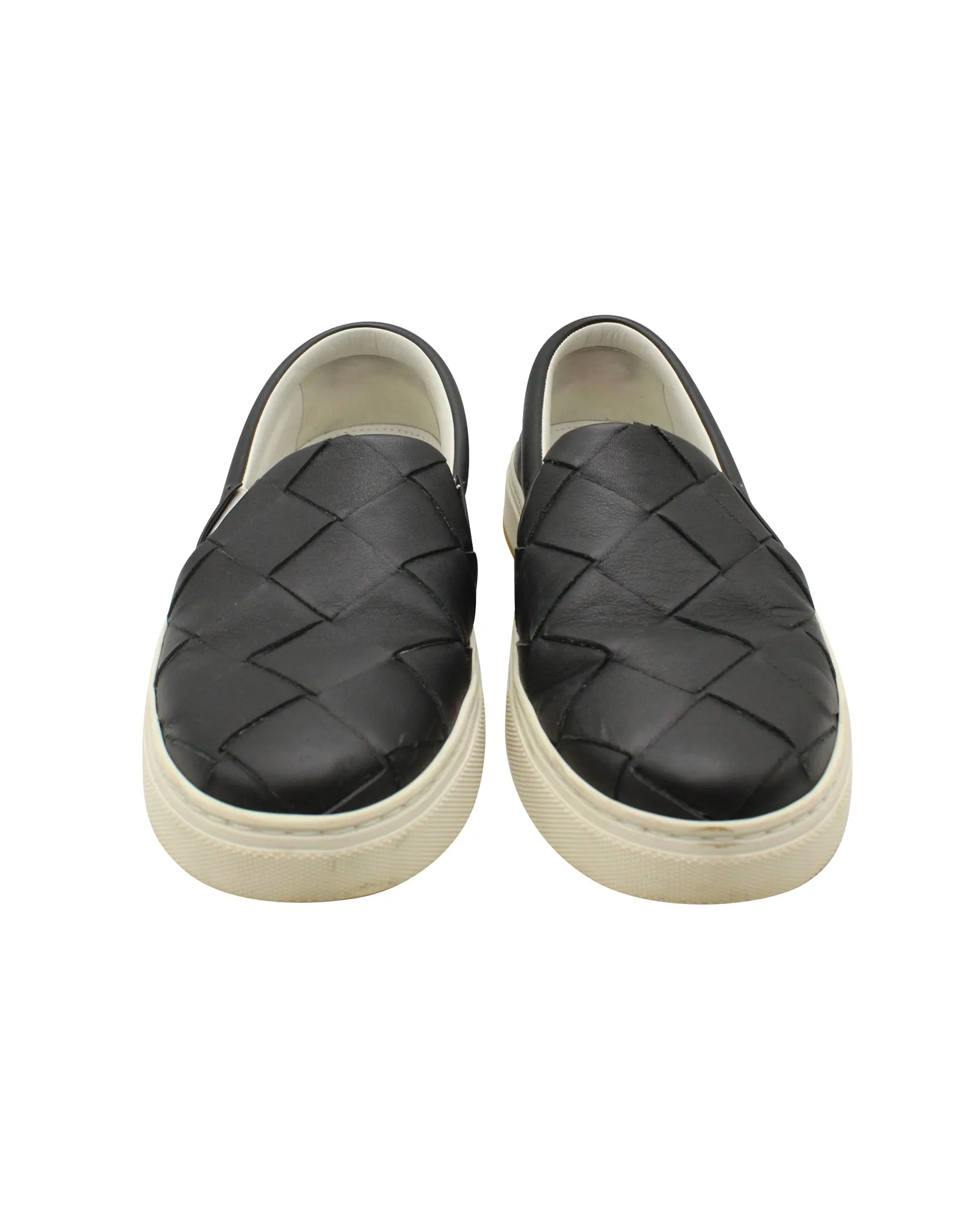 Bottega Veneta Dodger Intrecciato Slip-On Sneakers in Black Leather