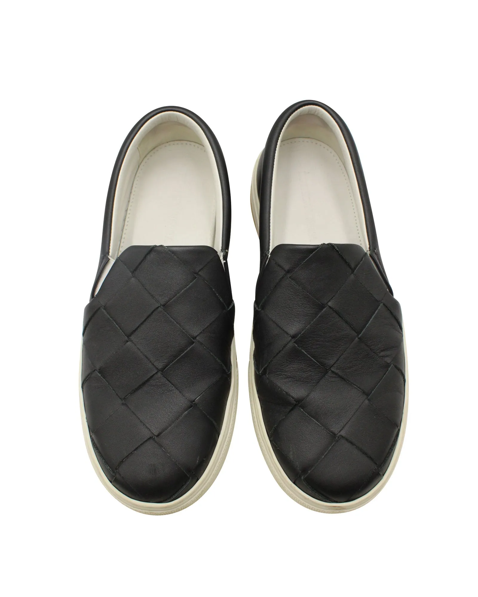 Bottega Veneta Dodger Intrecciato Slip-On Sneakers in Black Leather
