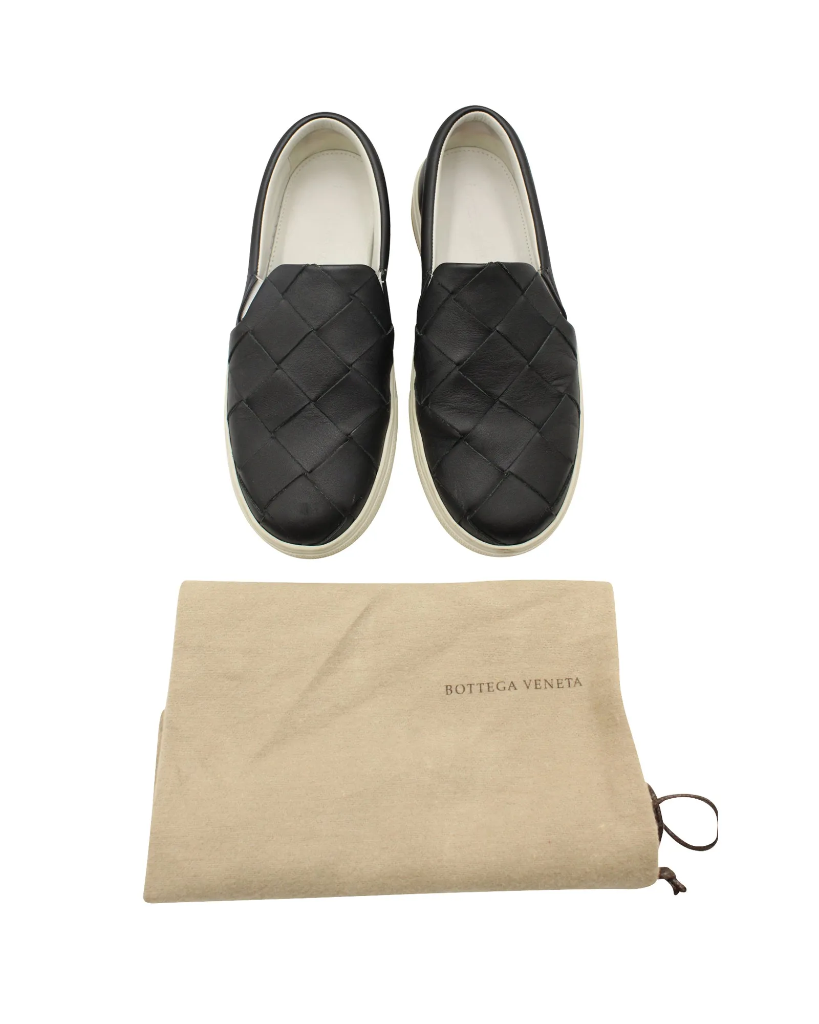 Bottega Veneta Dodger Intrecciato Slip-On Sneakers in Black Leather
