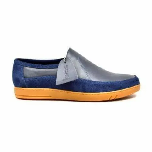 British Walkers Norwich Bally Style Men's Navy Blue Suede and Leather Slip Ons