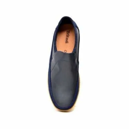 British Walkers Norwich Bally Style Men's Navy Blue Suede and Leather Slip Ons