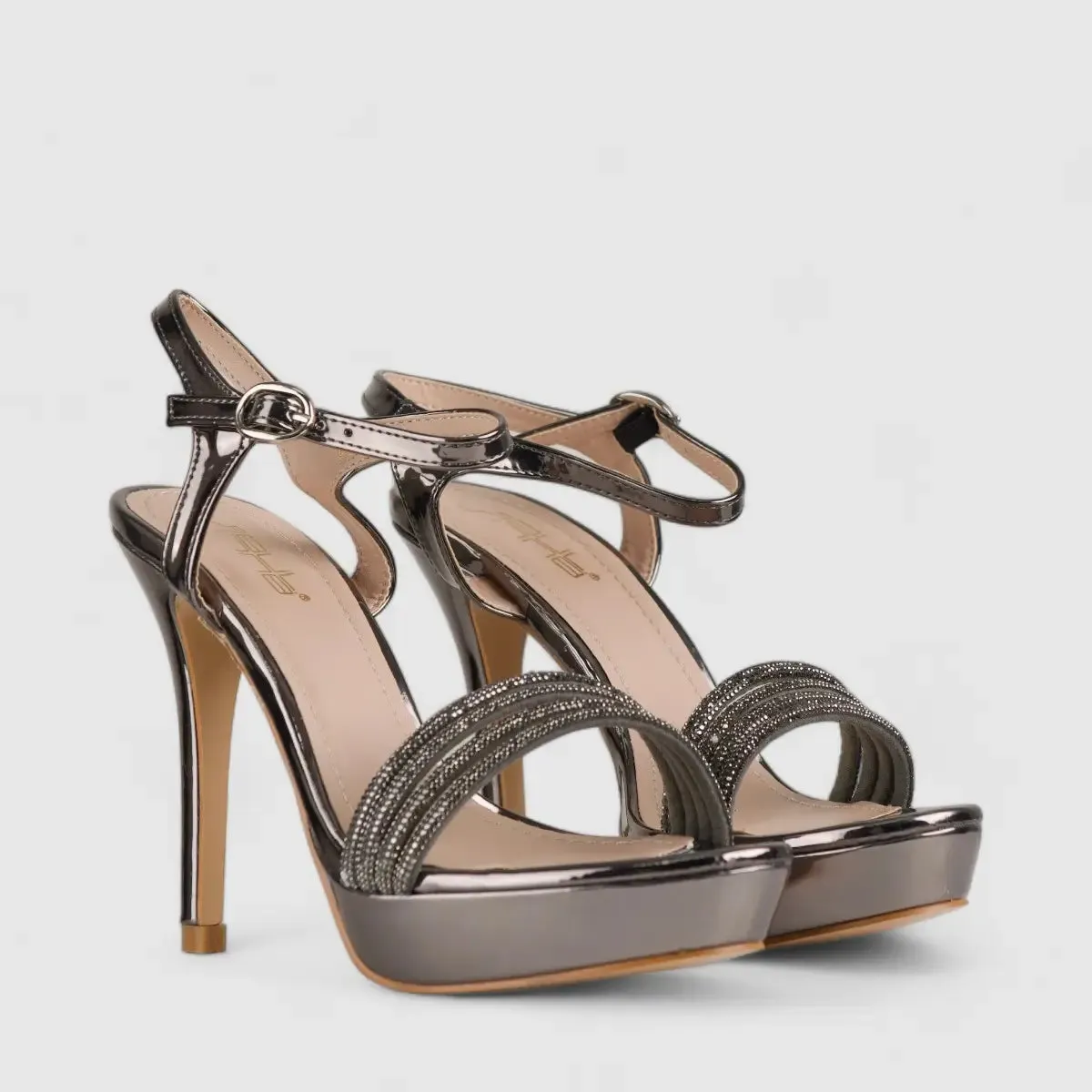 Bulbul Dress Evening High Heel Sandals Pewter HAR004