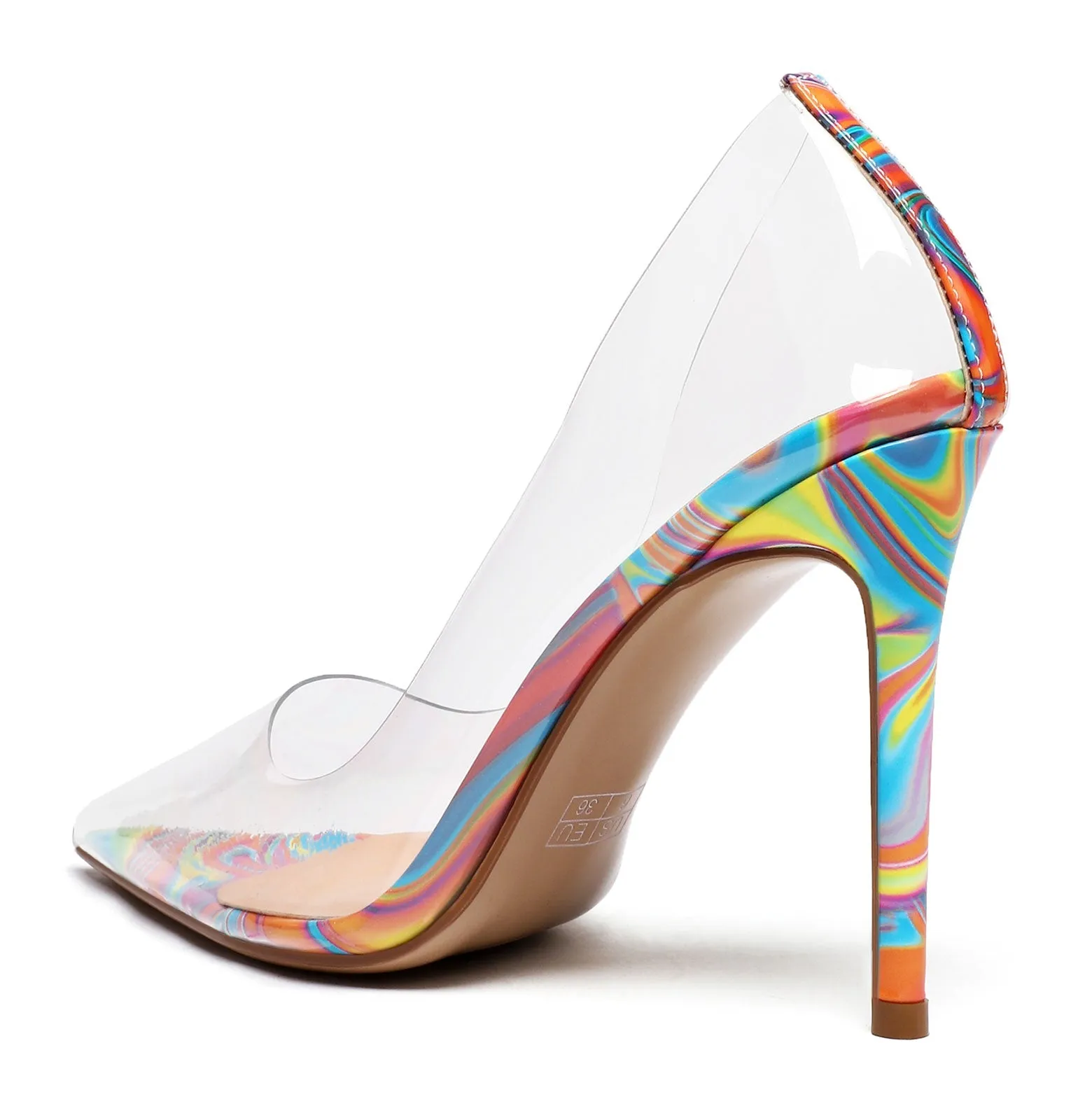CASTAMERE Womens High Heels Transparent Pumps Slip-on Sexy Clear Pointy Toe 10CM Heels