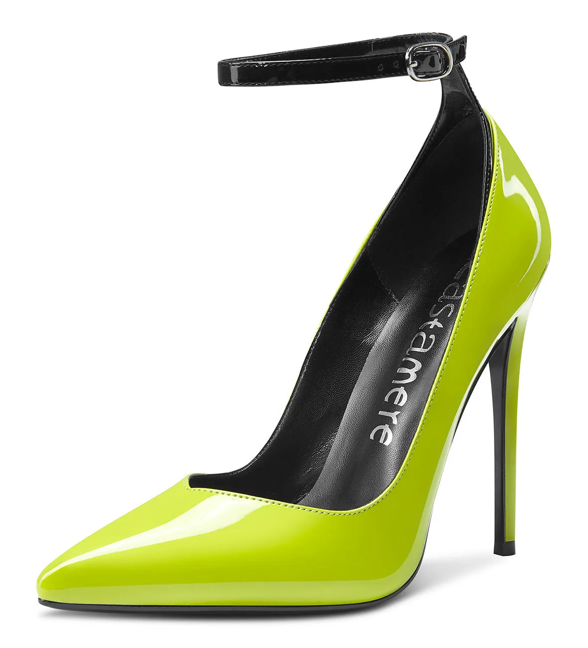 CASTAMERE Womens Sexy Ankle Strap High Heels Pumps Elegant Pointy Toe Stilettos 12CM Heel Shoes