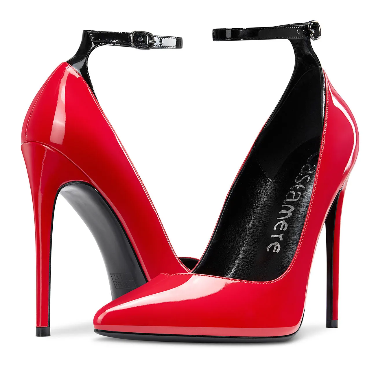CASTAMERE Womens Sexy Ankle Strap High Heels Pumps Elegant Pointy Toe Stilettos 12CM Heel Shoes
