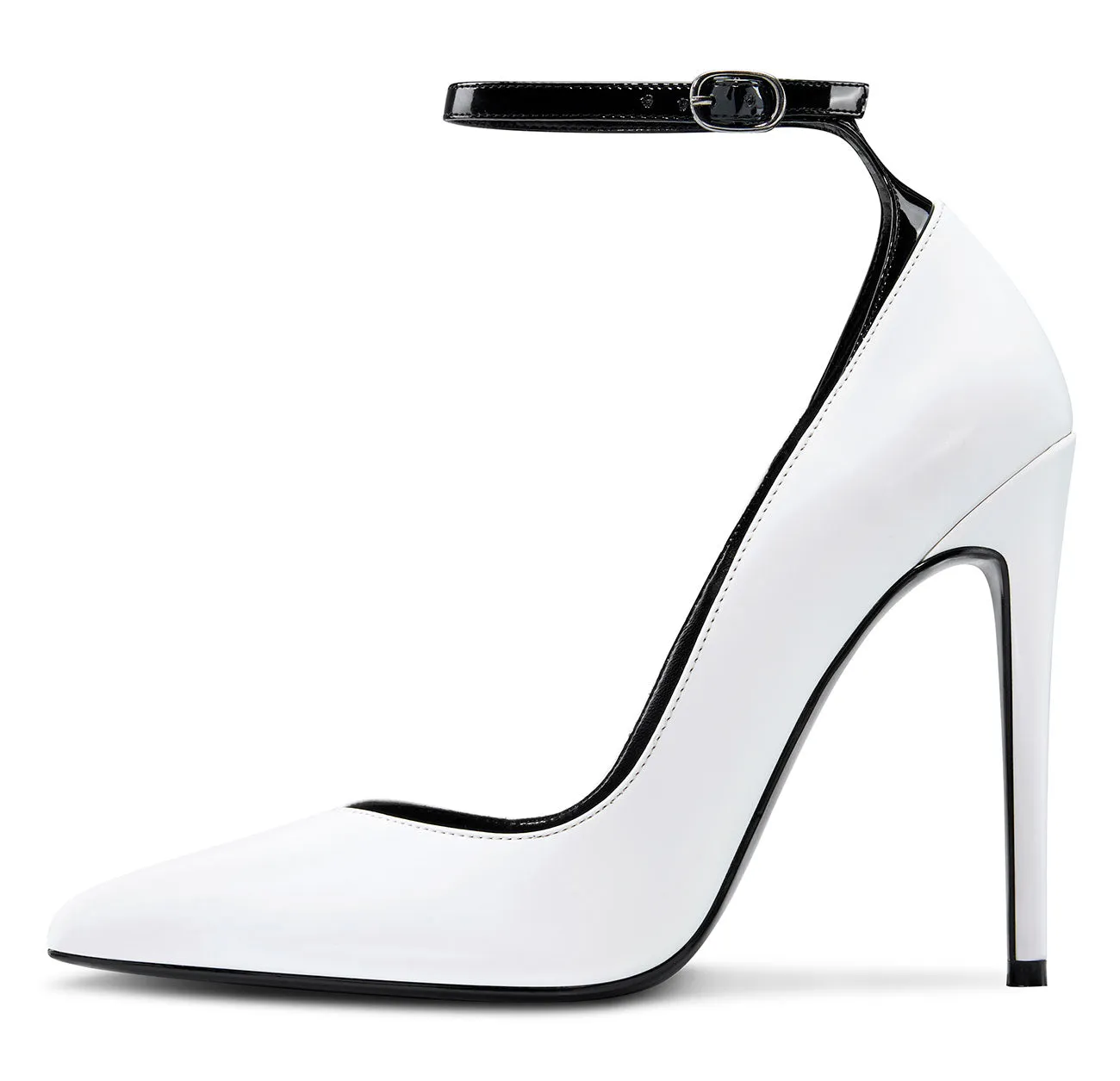CASTAMERE Womens Sexy Ankle Strap High Heels Pumps Elegant Pointy Toe Stilettos 12CM Heel Shoes