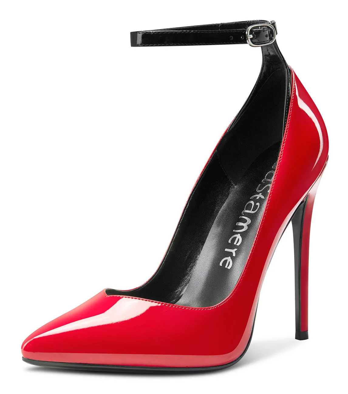 CASTAMERE Womens Sexy Ankle Strap High Heels Pumps Elegant Pointy Toe Stilettos 12CM Heel Shoes