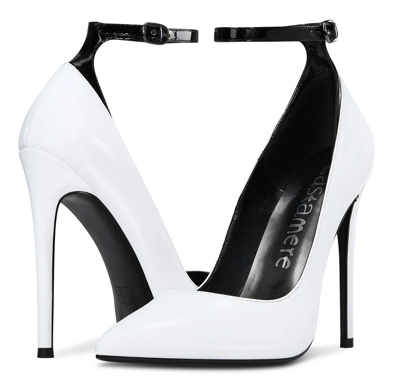 CASTAMERE Womens Sexy Ankle Strap High Heels Pumps Elegant Pointy Toe Stilettos 12CM Heel Shoes