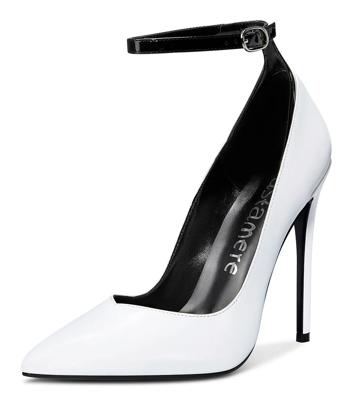 CASTAMERE Womens Sexy Ankle Strap High Heels Pumps Elegant Pointy Toe Stilettos 12CM Heel Shoes