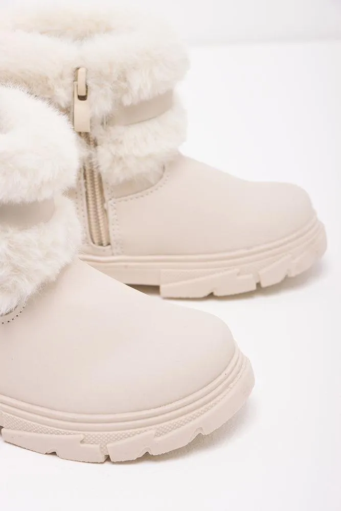Chunky Fur Boot Cream