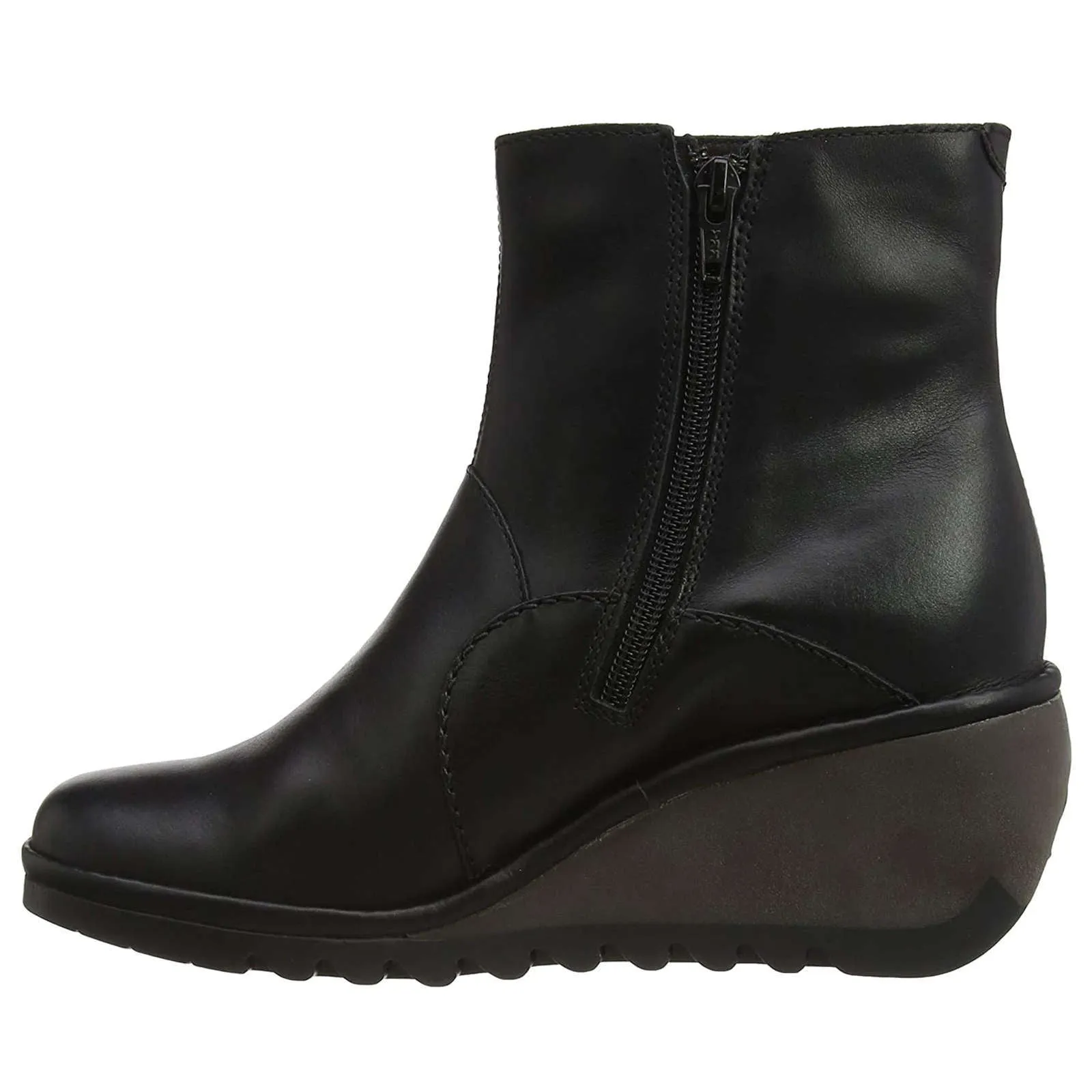 Fly London Nest056Fly Leather Women's Zip Up Wedge Heel Ankle Boots