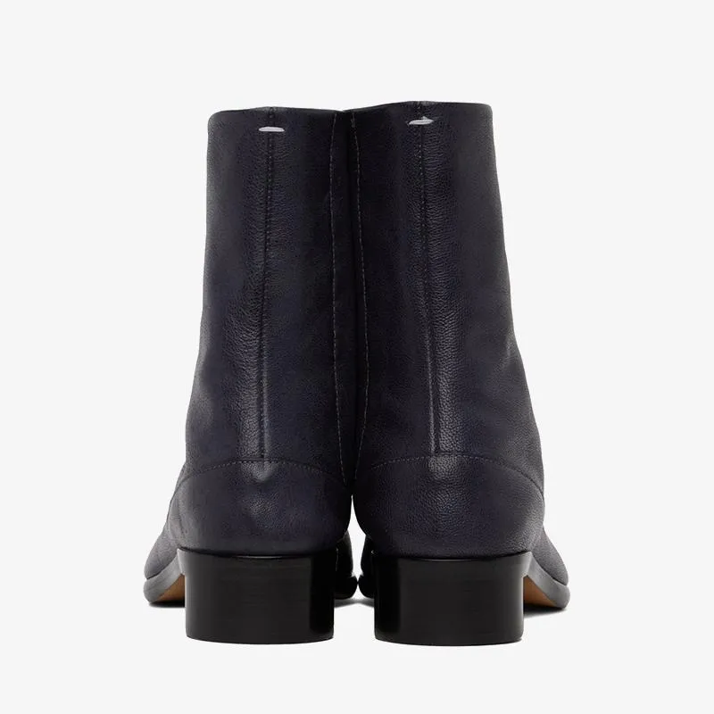 Gray Grained Calf Leather Ankle Boots