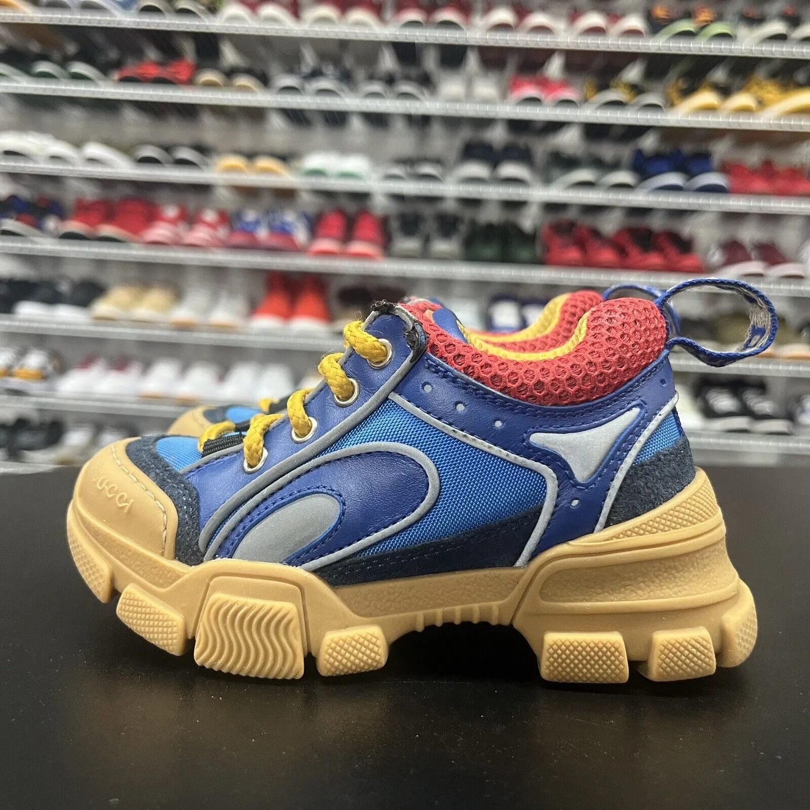 Gucci Flashtrek Sneakers 100% Authentic Blue Toddler Size EU 24 US 8 Worn Once