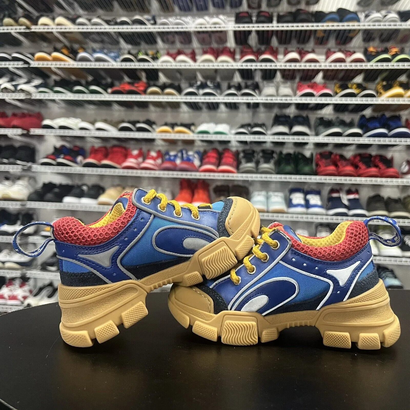 Gucci Flashtrek Sneakers 100% Authentic Blue Toddler Size EU 24 US 8 Worn Once