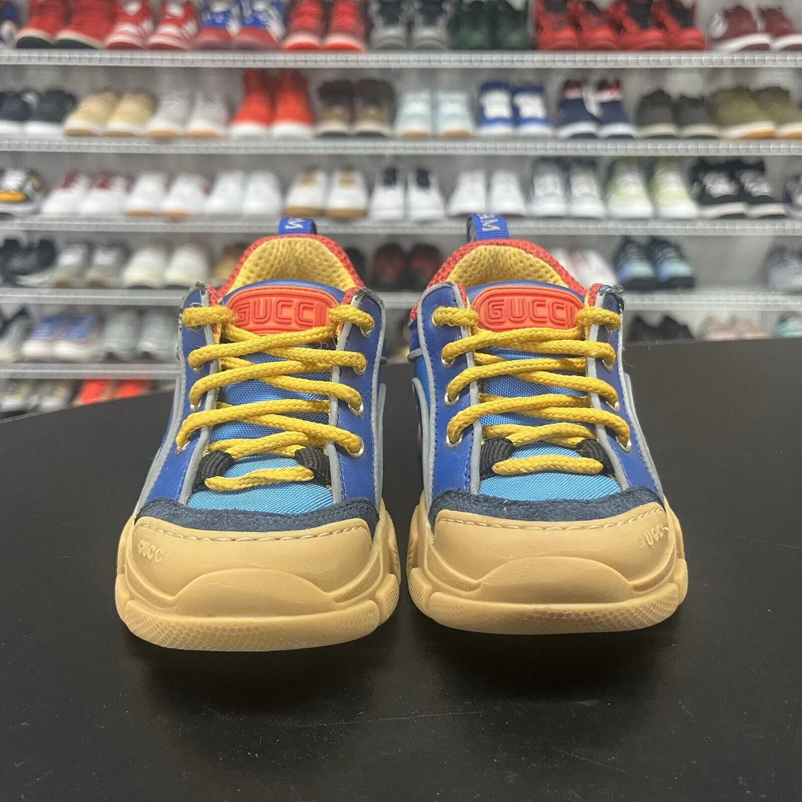 Gucci Flashtrek Sneakers 100% Authentic Blue Toddler Size EU 24 US 8 Worn Once