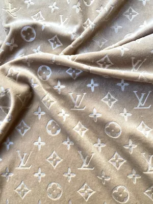 Luxury Beige Cream LV Louis Vuitton Velvet Fabric for Sneakers Custom Shoes Upholstery