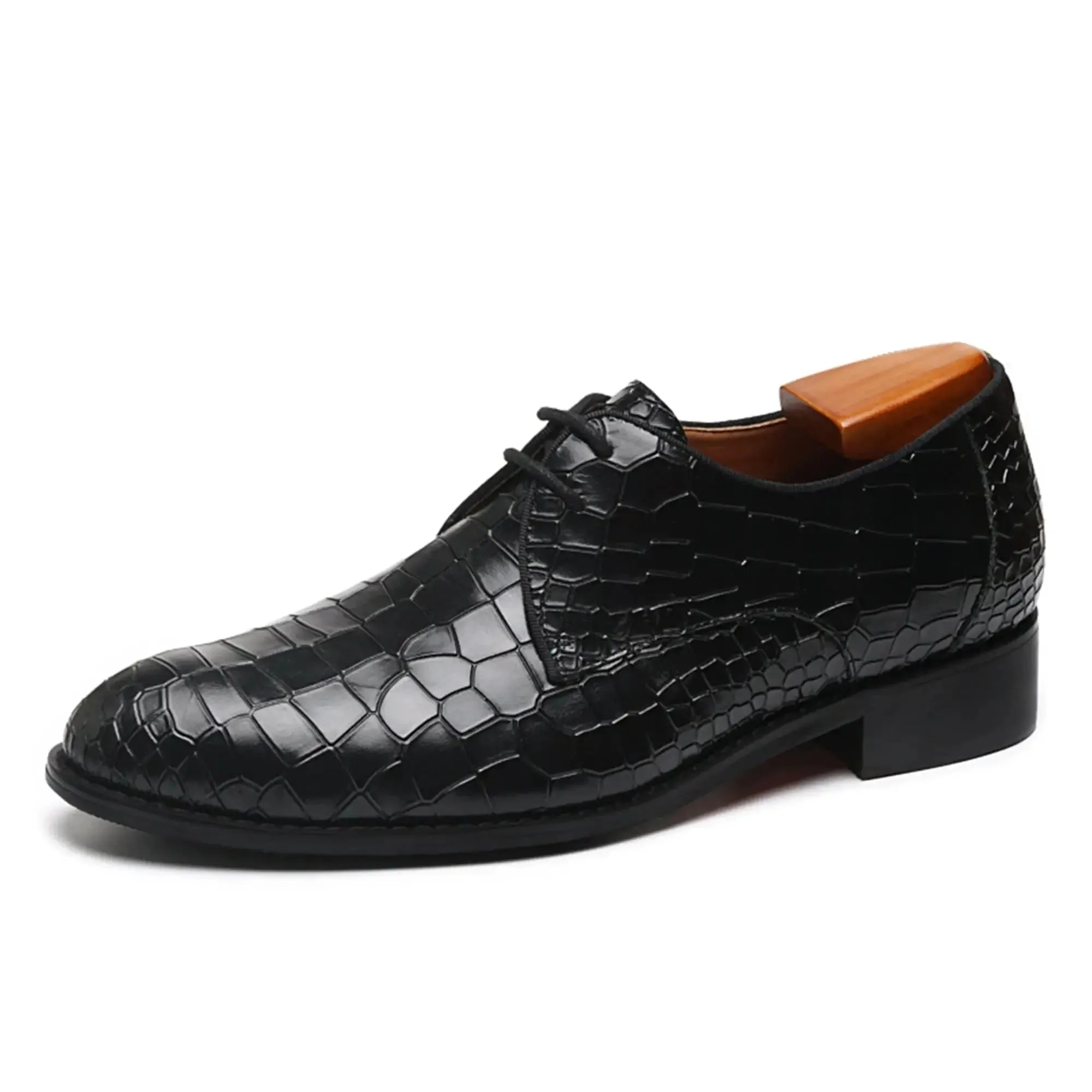 LUXX 7 - Red bottom leather derby dress shoes for men (alligator print)