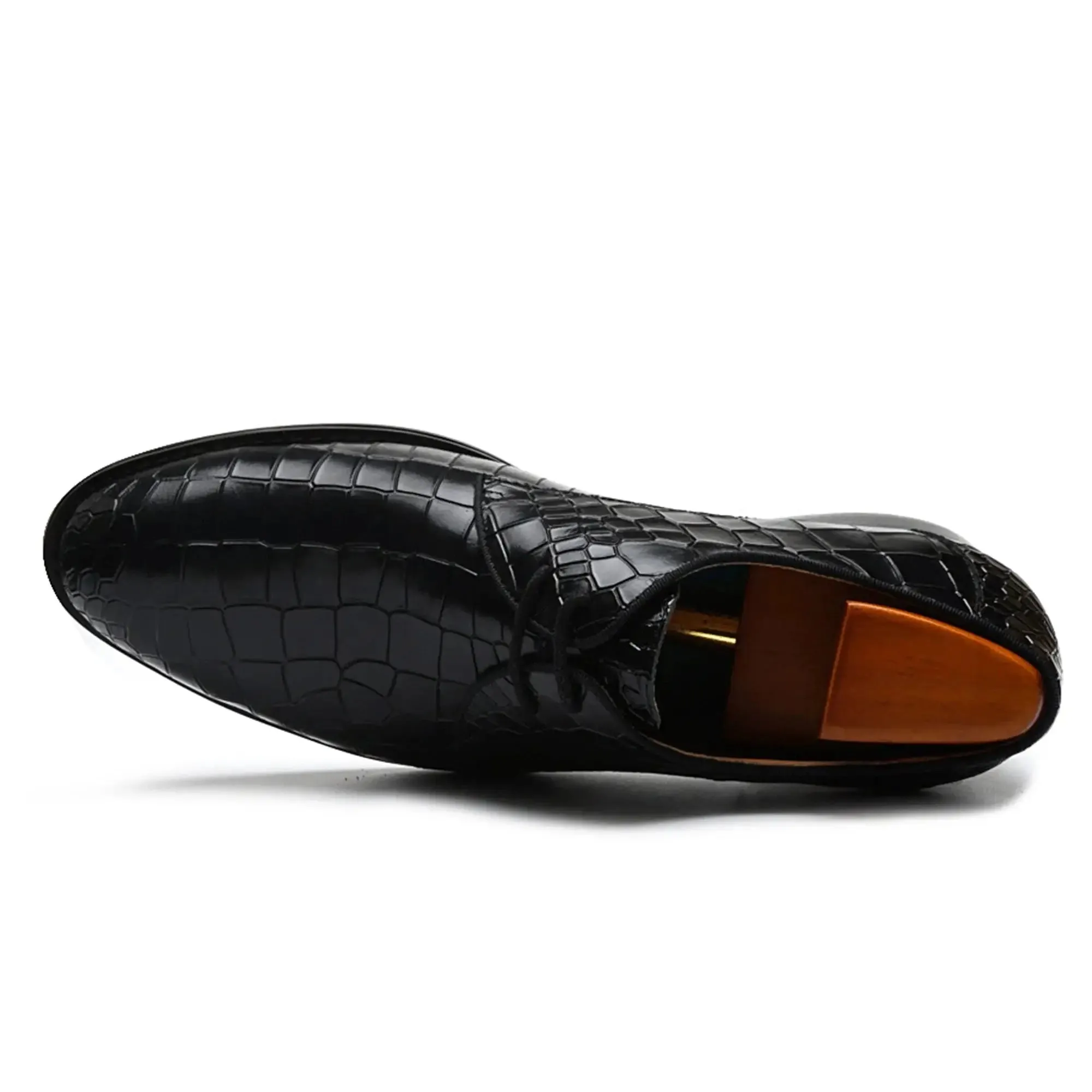 LUXX 7 - Red bottom leather derby dress shoes for men (alligator print)