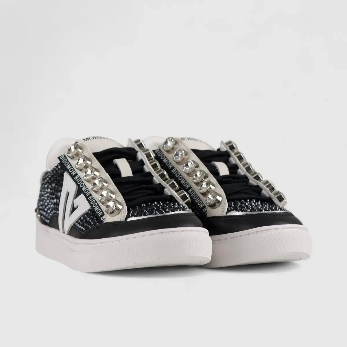 Morbido Ladies Leather Statement Sneakers Black BIL010