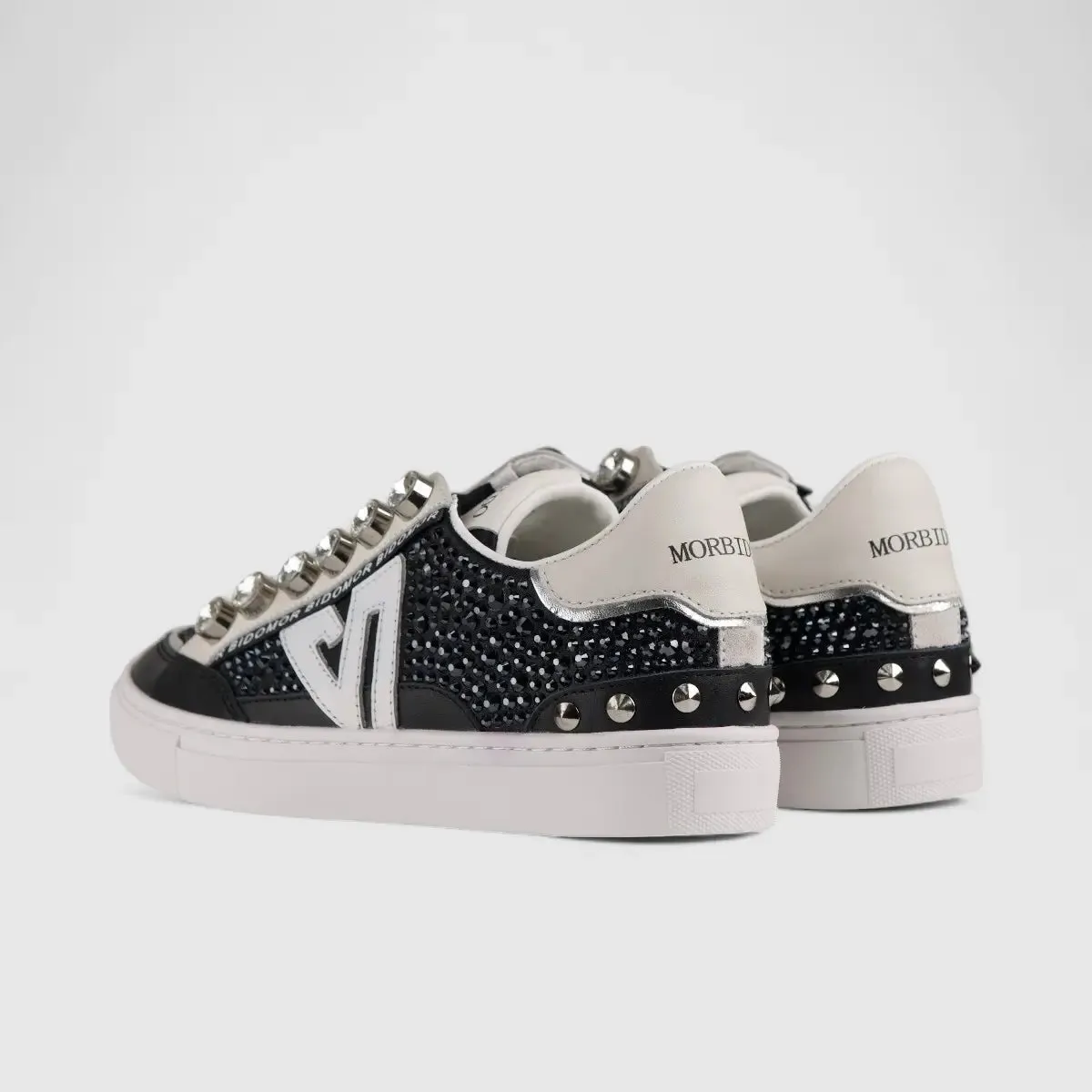 Morbido Ladies Leather Statement Sneakers Black BIL010