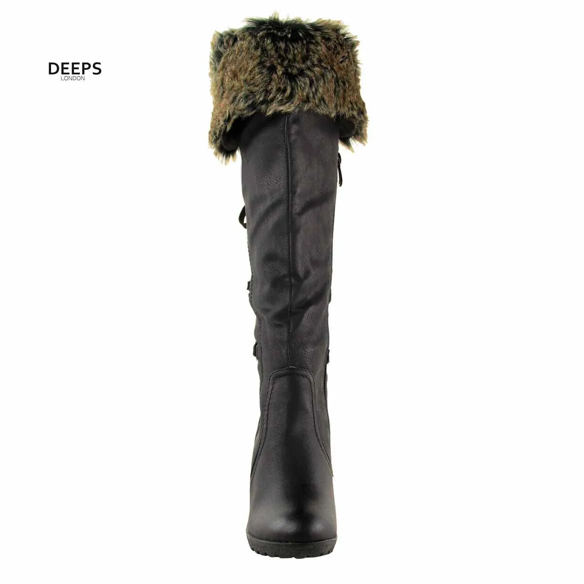 OAKLY WOMEN’S MID WEDGE FUR LINED WARM WINTER KNEE CALF ZIP BOOTS