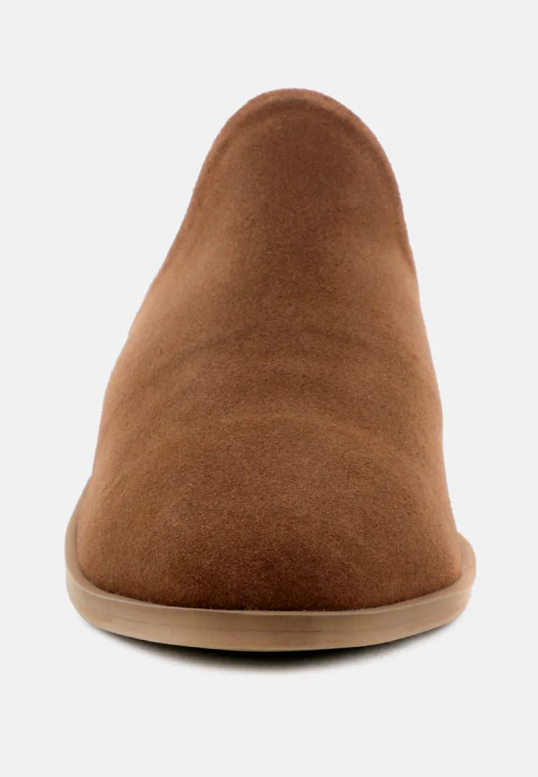 PALMA Tan Stacked Heel Mules