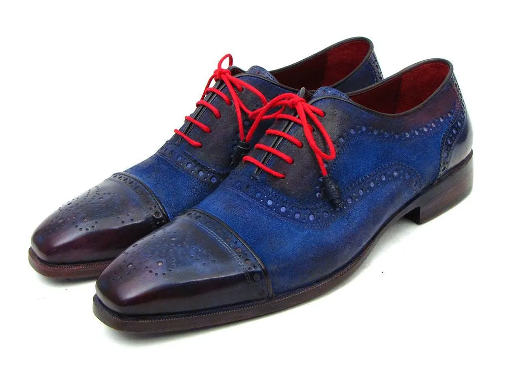 Paul Parkman Men's Blue Suede Captoe Oxfords