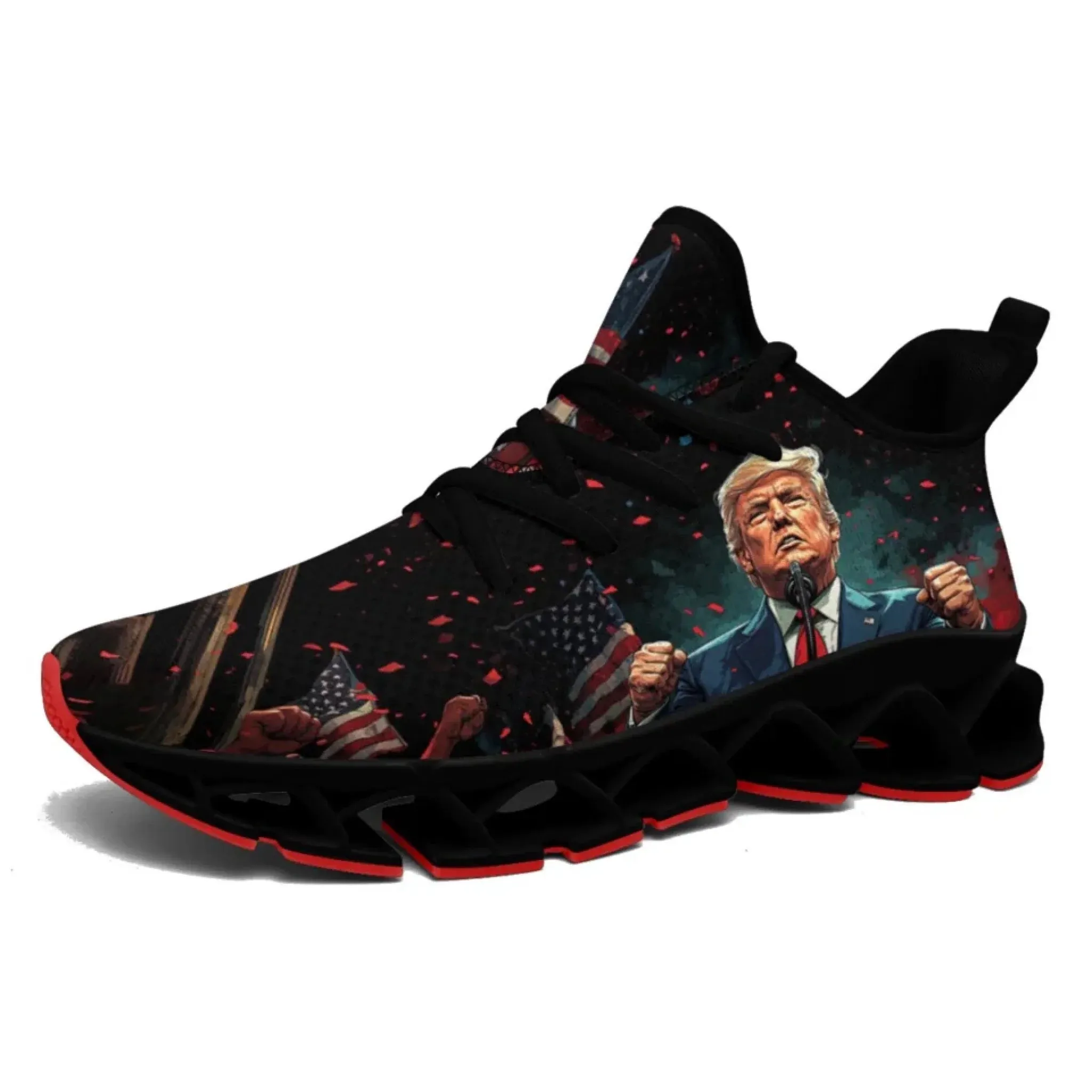 Personalized Trump Sneakers, Custom Lace-Up Pride Shoes, Patriotic Unisex Walking Shoes