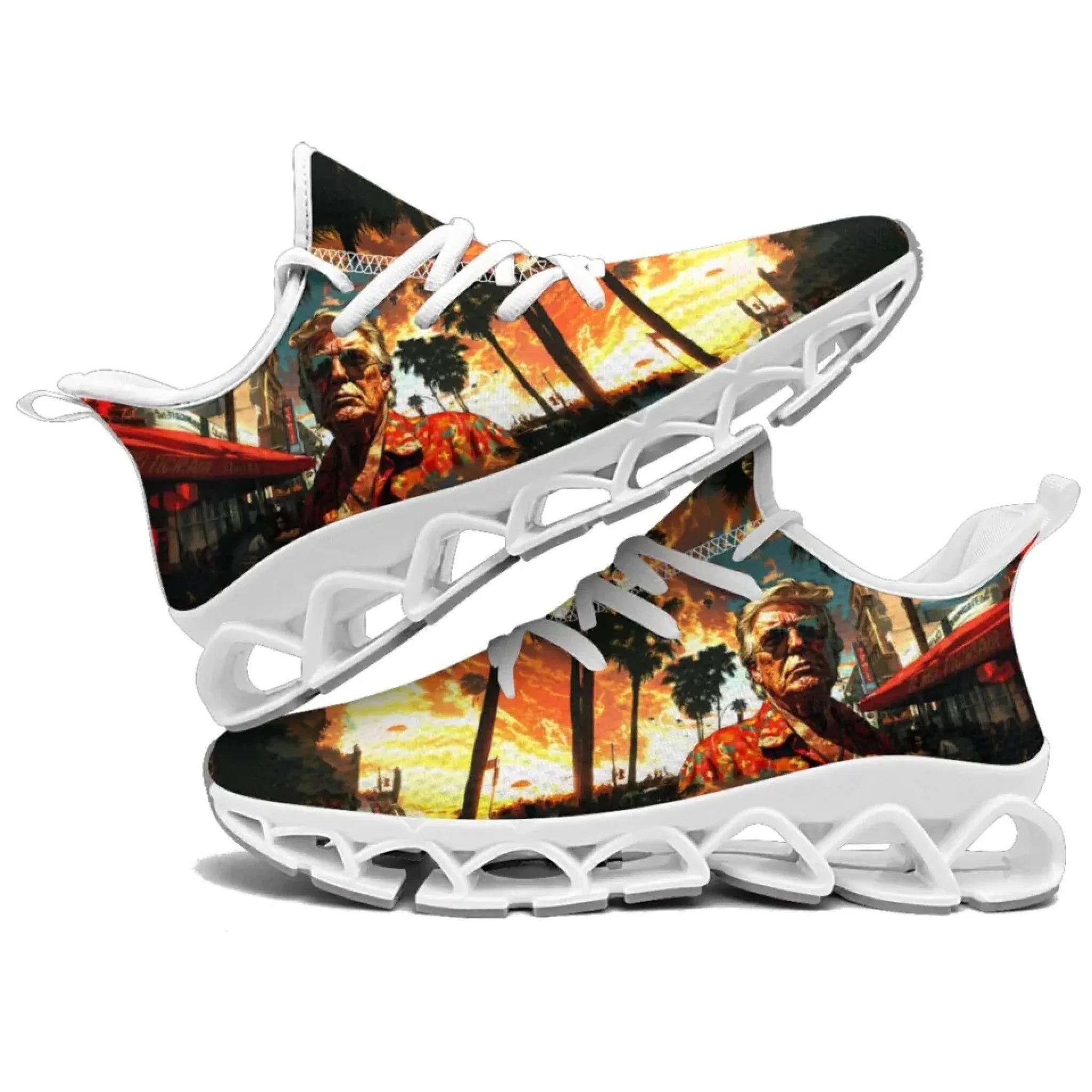 Personalized Trump Sneakers, Custom Lace-Up Pride Shoes, Patriotic Unisex Walking Shoes