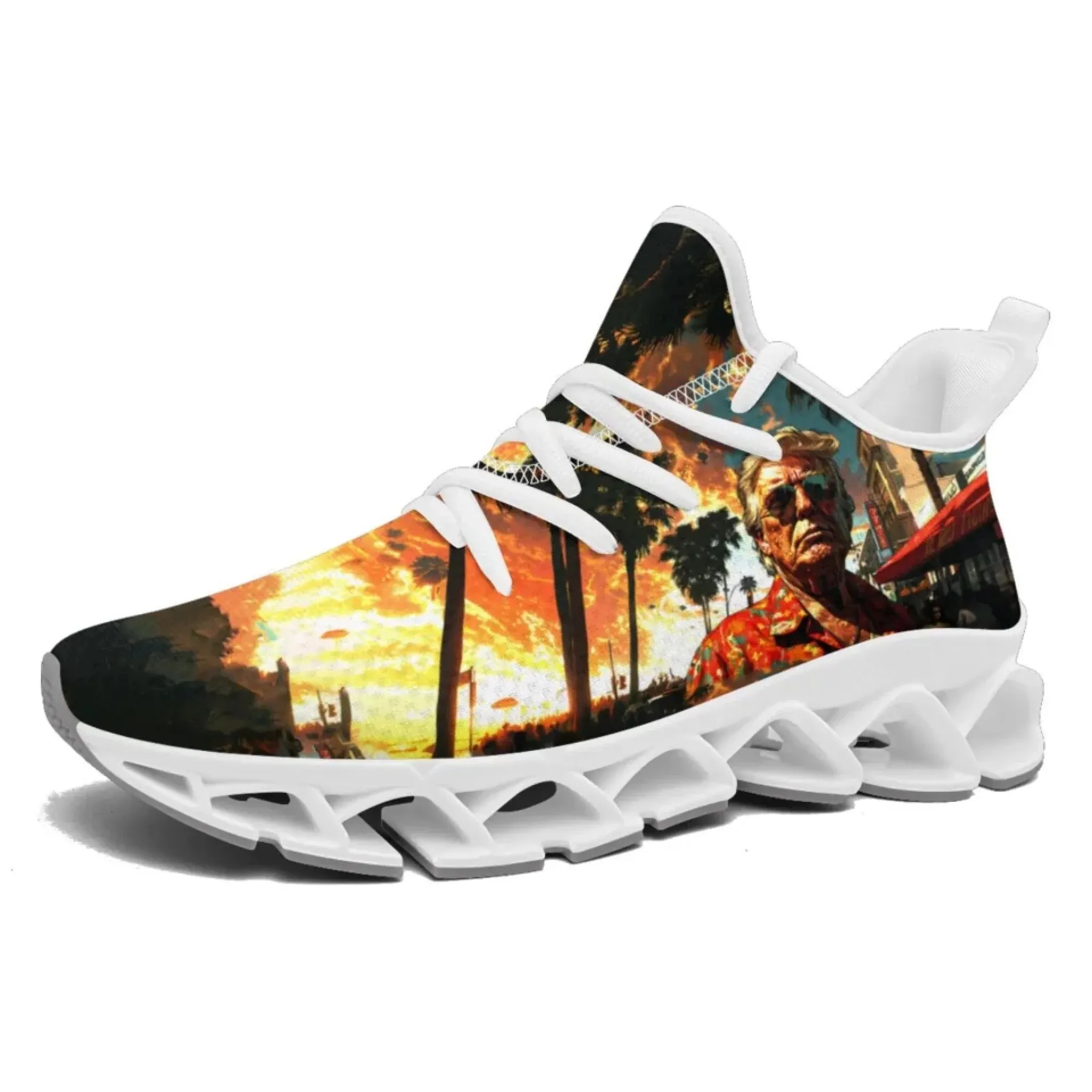 Personalized Trump Sneakers, Custom Lace-Up Pride Shoes, Patriotic Unisex Walking Shoes