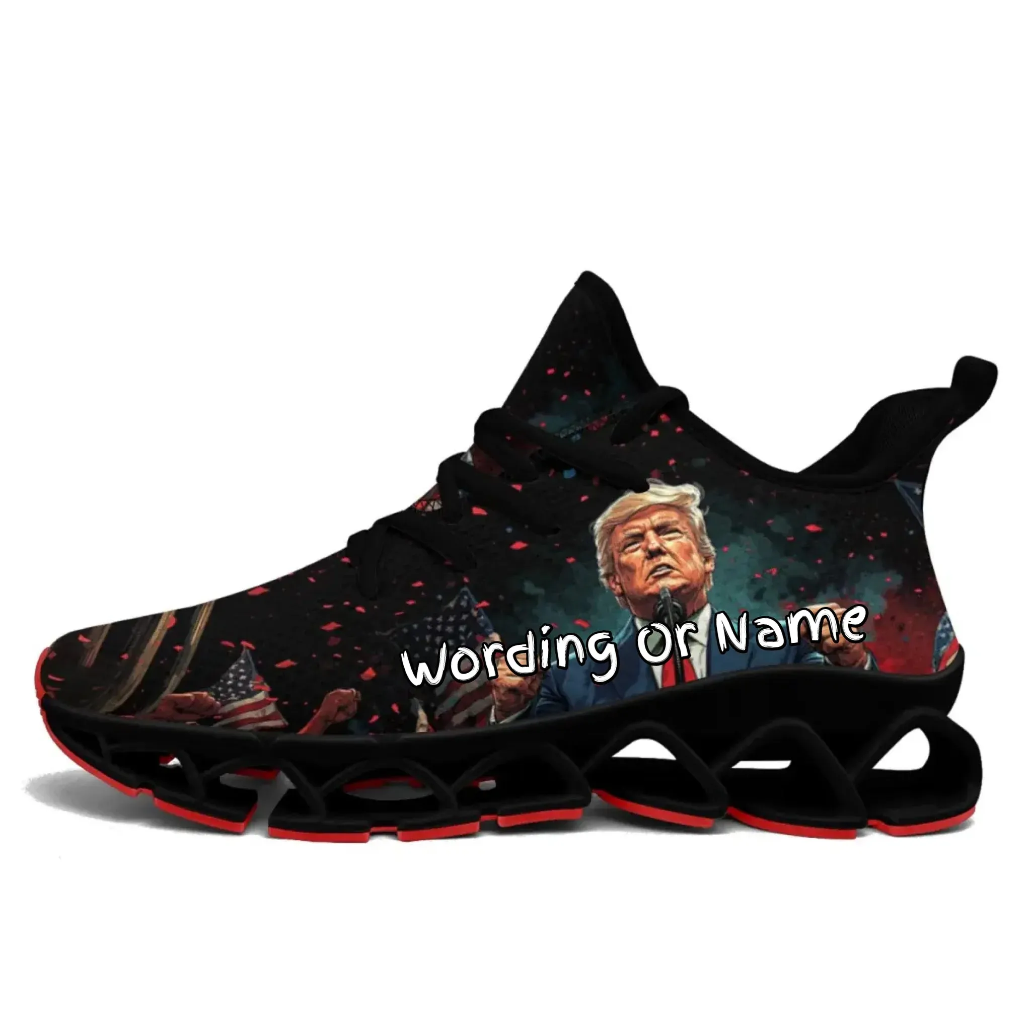 Personalized Trump Sneakers, Custom Lace-Up Pride Shoes, Patriotic Unisex Walking Shoes