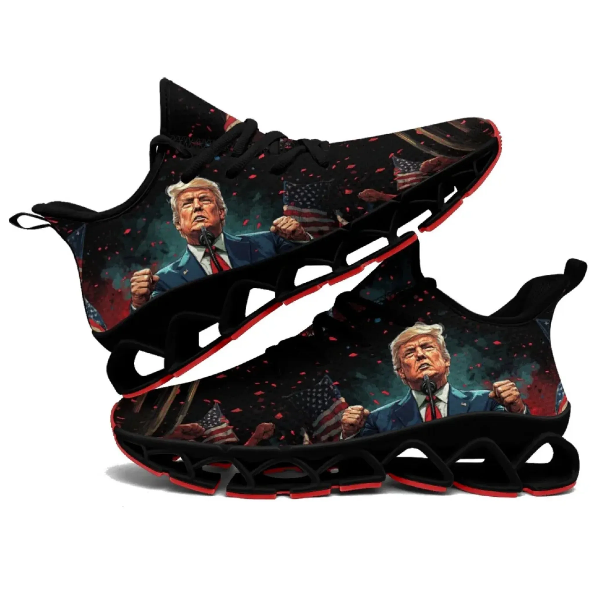 Personalized Trump Sneakers, Custom Lace-Up Pride Shoes, Patriotic Unisex Walking Shoes