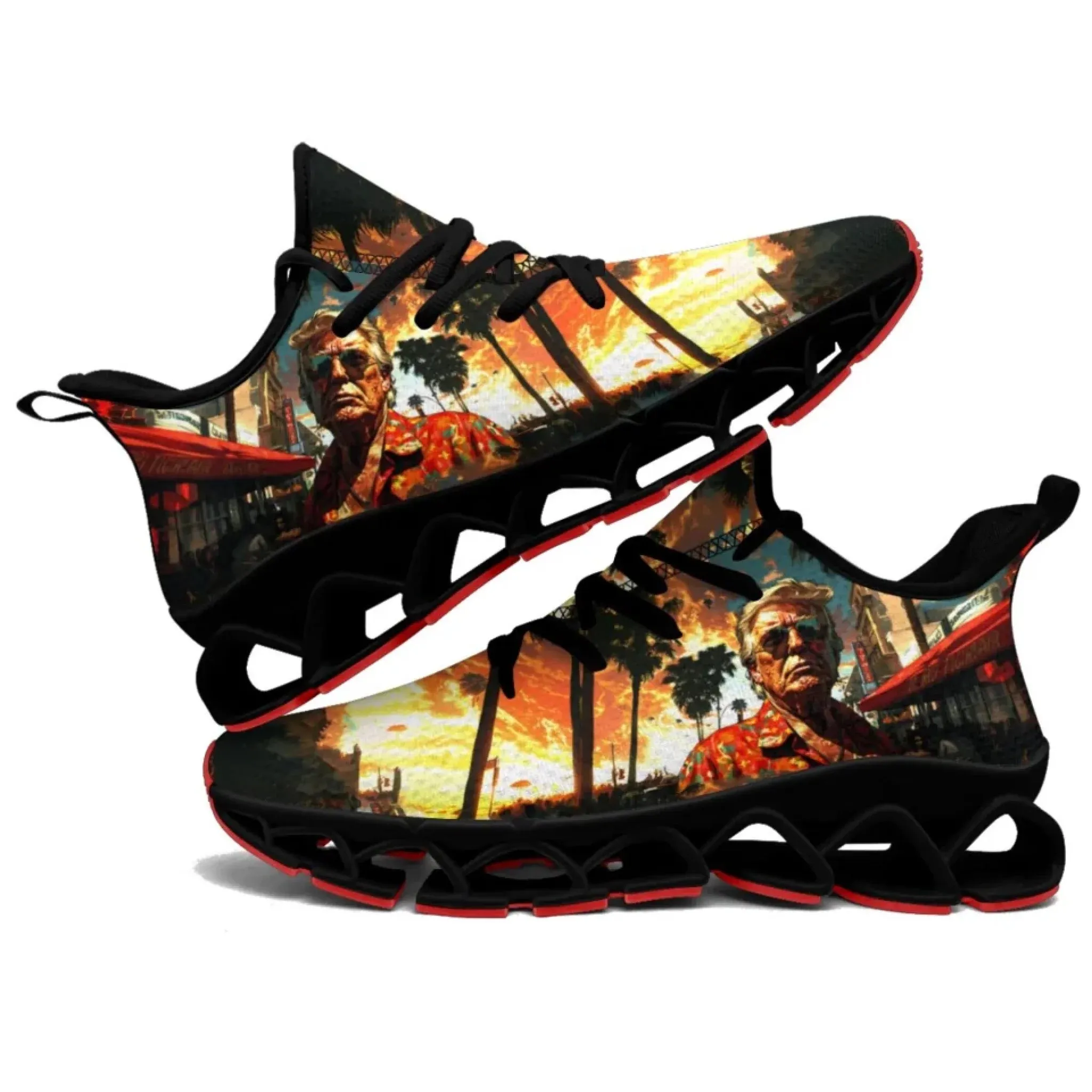 Personalized Trump Sneakers, Custom Lace-Up Pride Shoes, Patriotic Unisex Walking Shoes