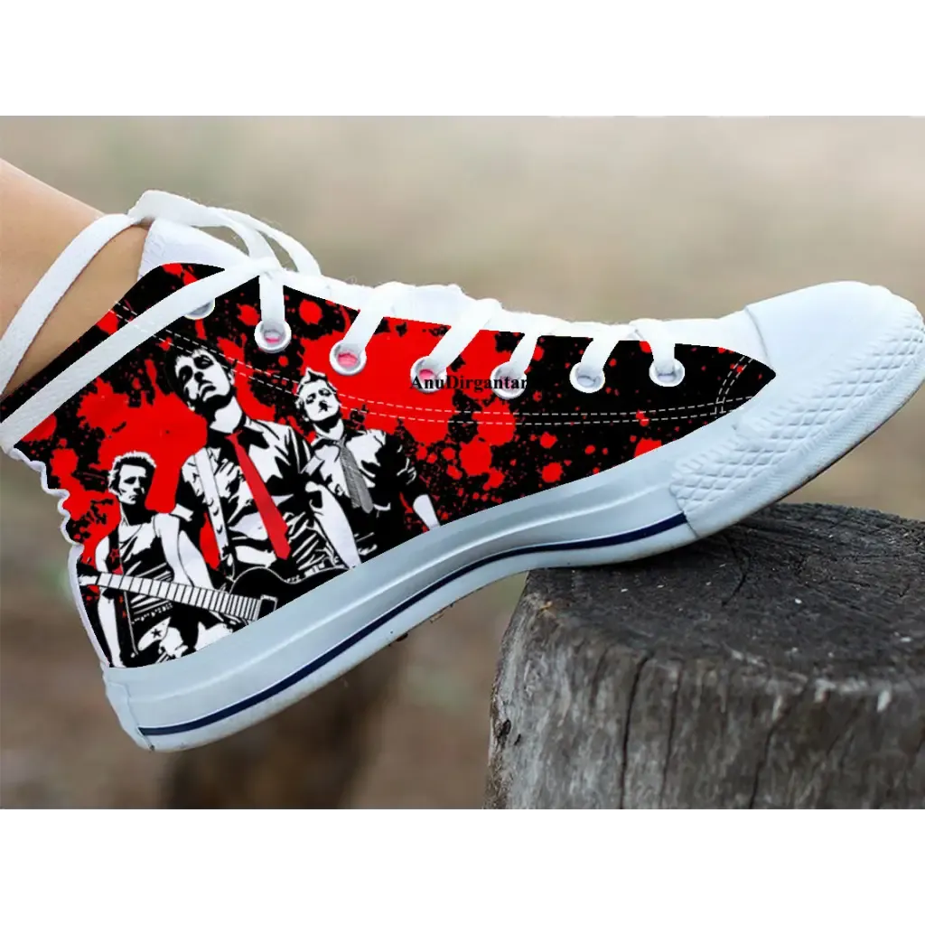 Punk Rock Band Green Day Concer Shoes High Top Sneakers for Kids and Adults