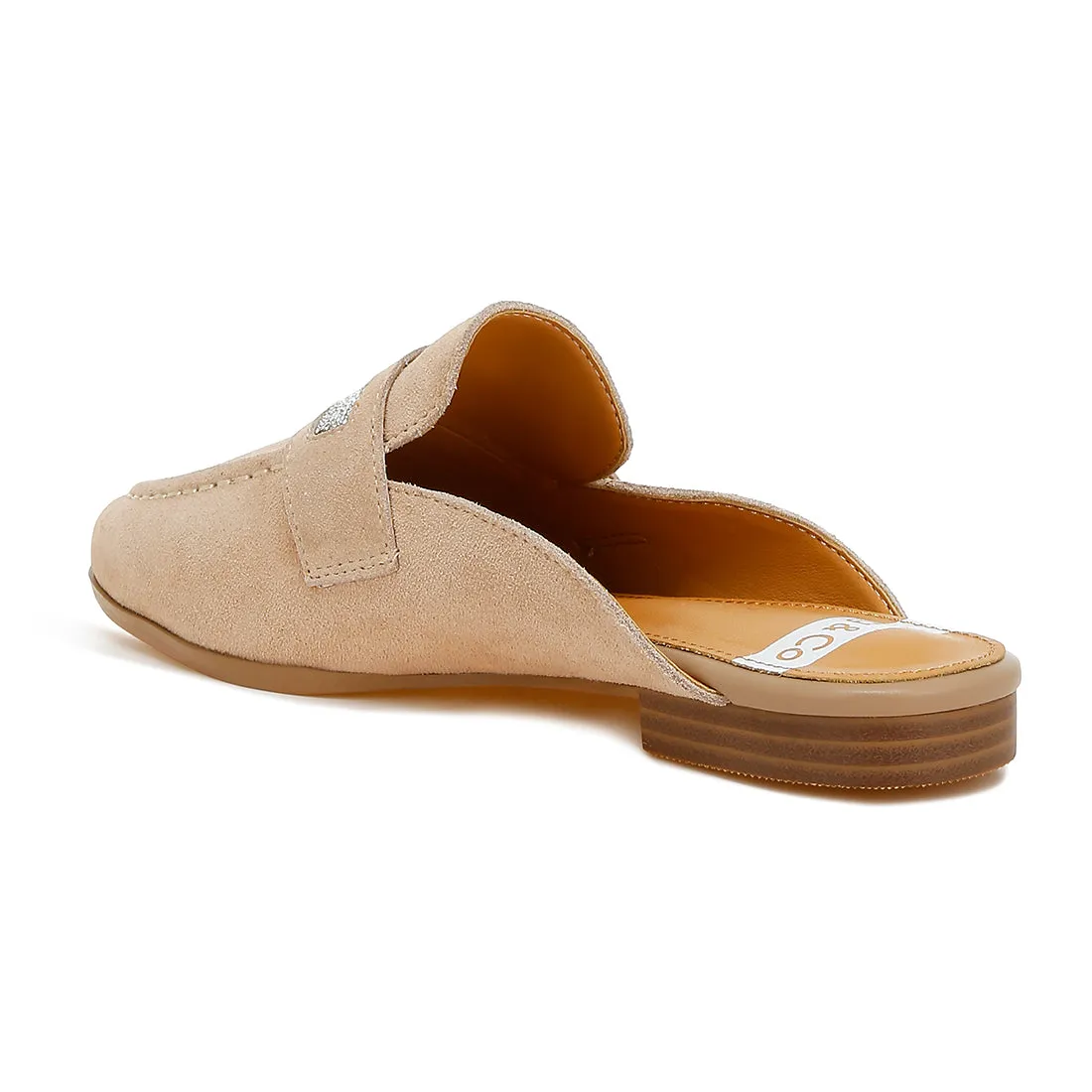 Rhinestone Strap Suede Mules