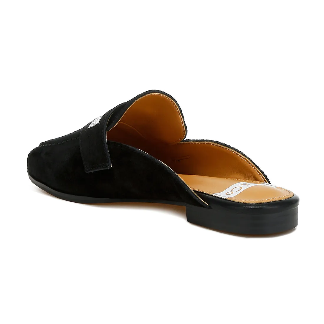Rhinestone Strap Suede Mules
