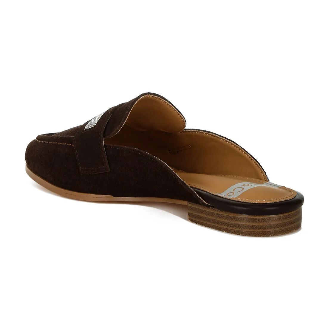 Rhinestone Strap Suede Mules