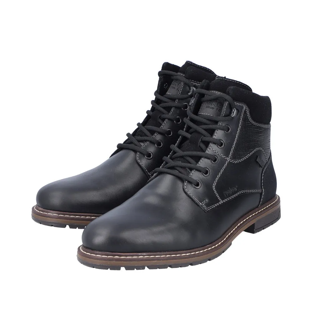 Rieker Mens Lambswool Lined Leather Boots - Black