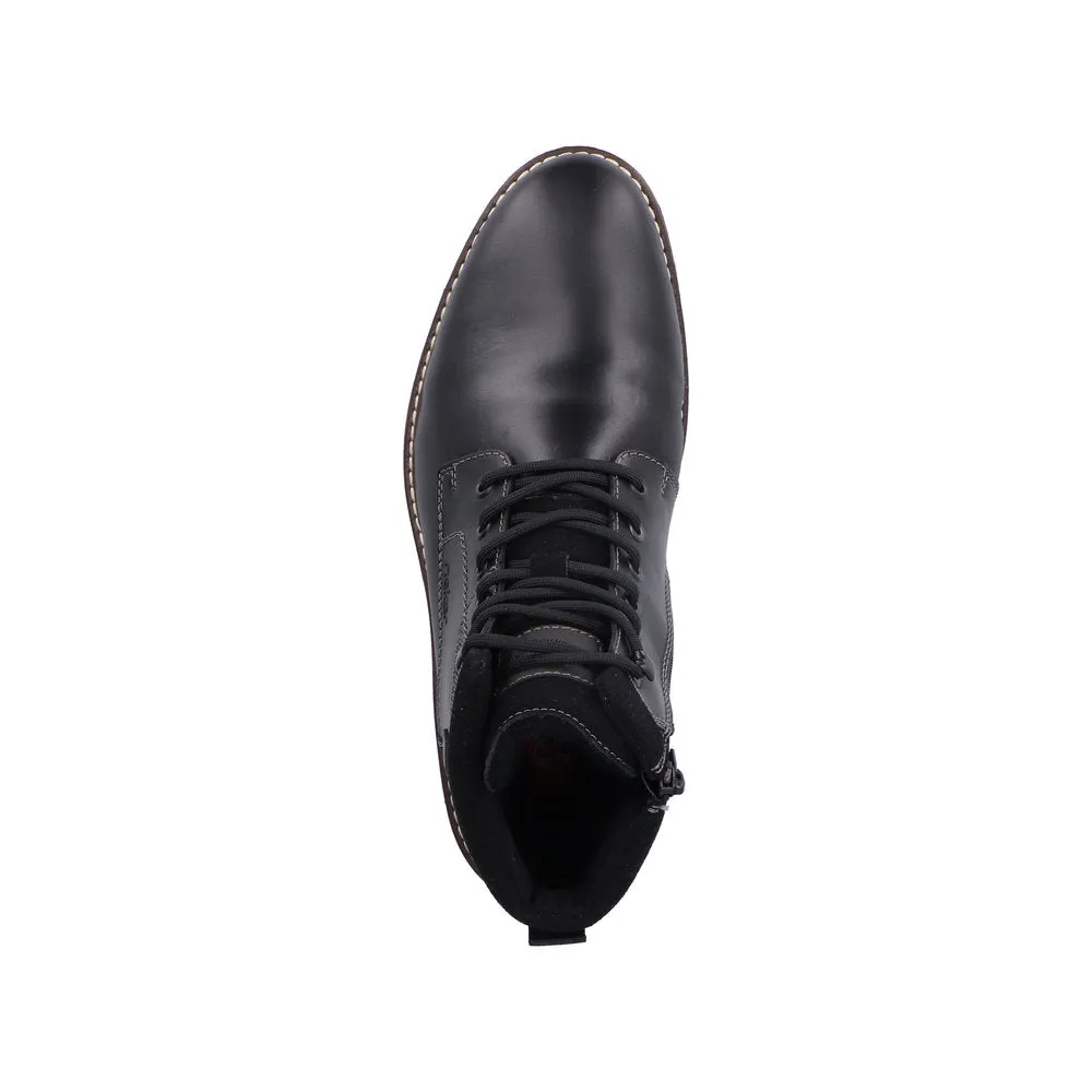 Rieker Mens Lambswool Lined Leather Boots - Black