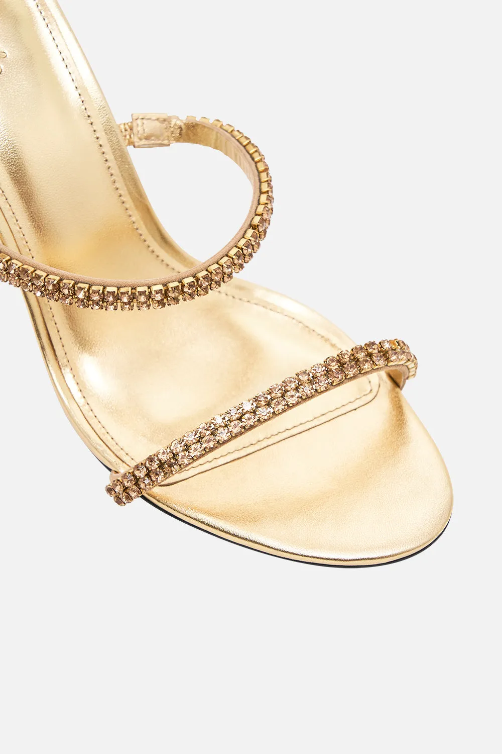 SASKIA CHAIN ANKLET HIGH HEEL SANDAL GOLD