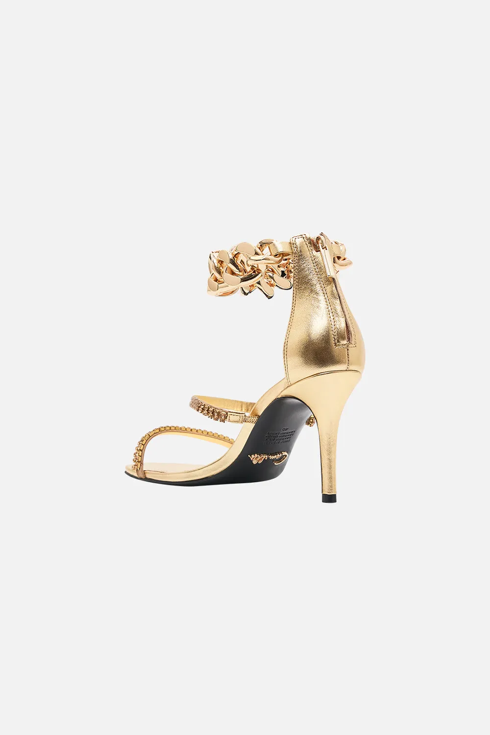 SASKIA CHAIN ANKLET HIGH HEEL SANDAL GOLD