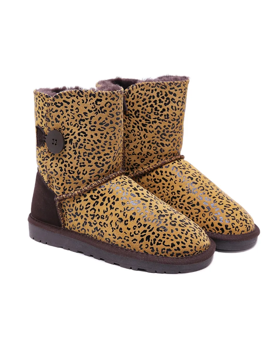 SMAIBULUN Ugg | Faux Fur-Lined Side Button Shearling Boots