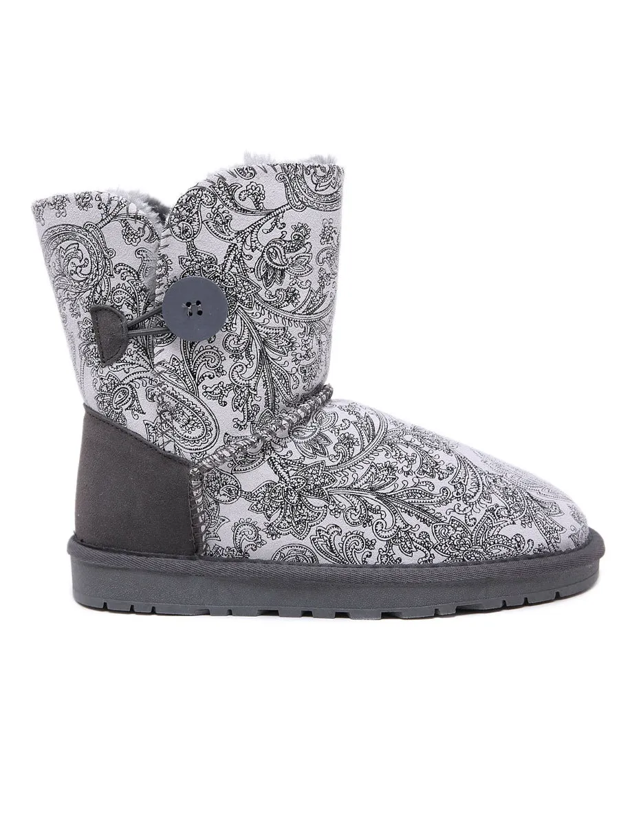 SMAIBULUN Ugg | Faux Fur-Lined Side Button Shearling Boots